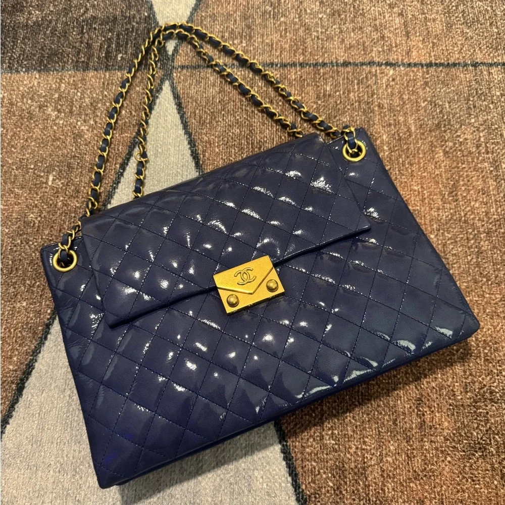 NEW Chanel Goatskin Quilted 3 Pocket Accordion Flap Bag Handbag